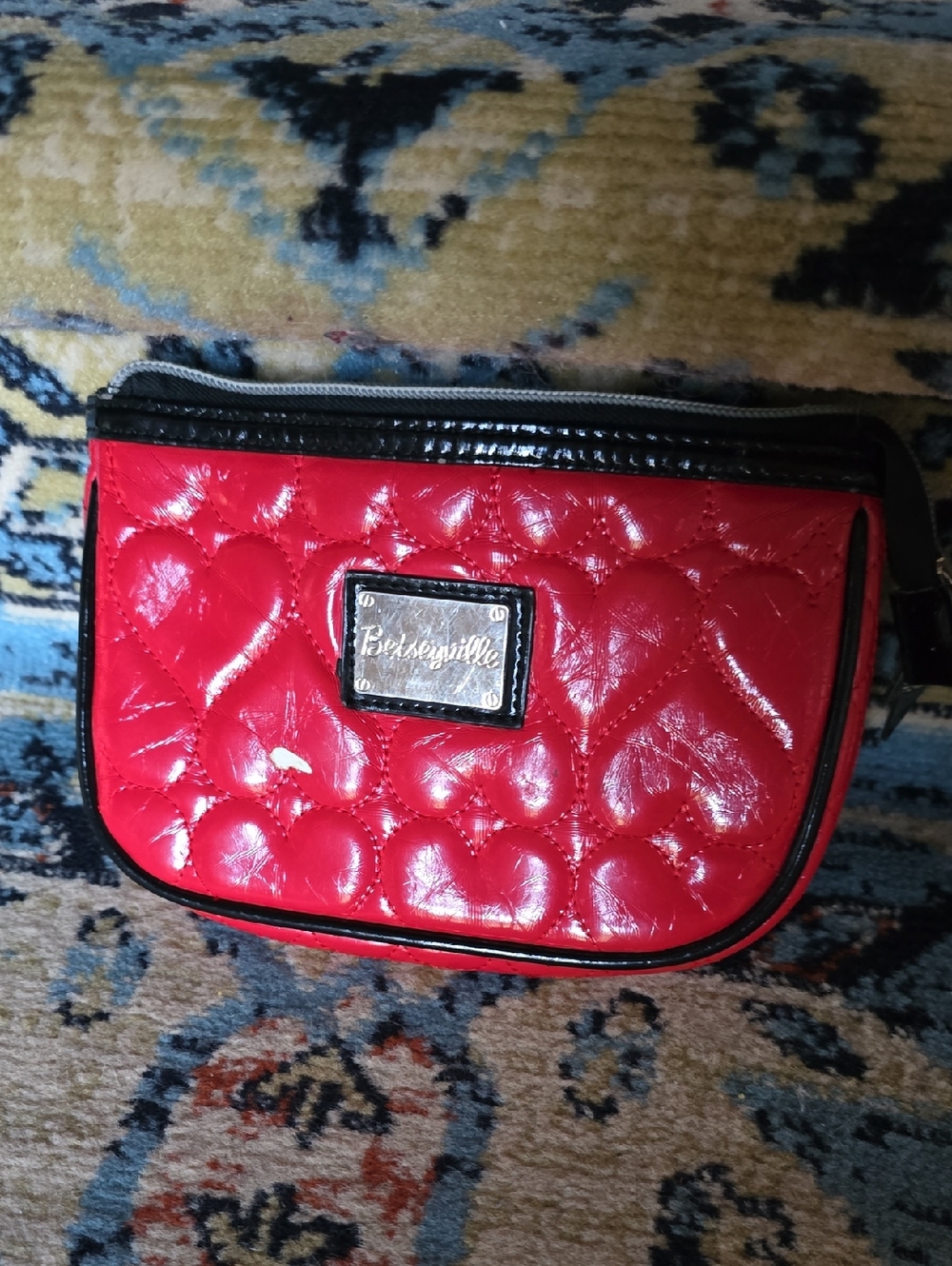 Red Quilted Heart Crossbody Bag -